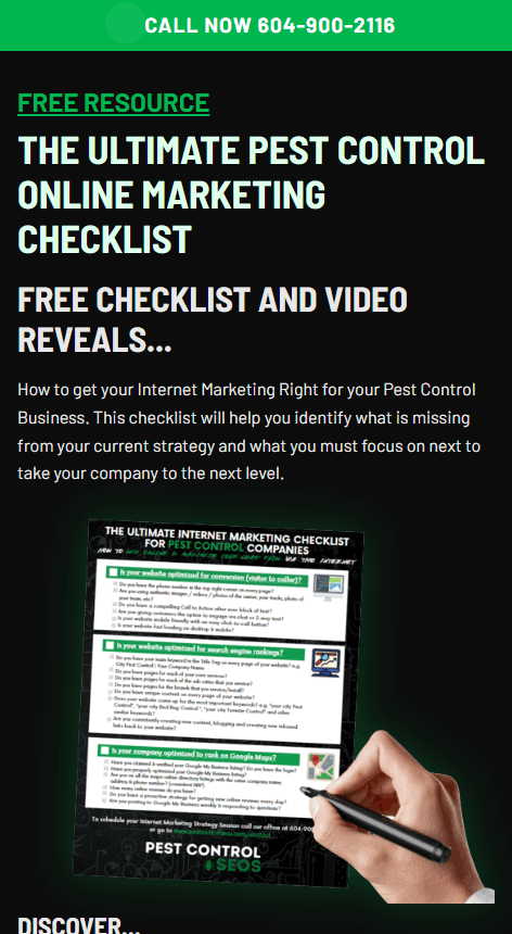 Example of PestControlSEOs' landing page